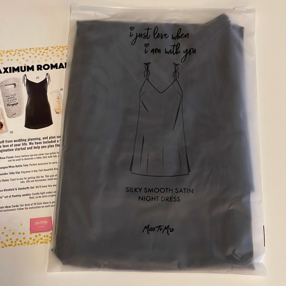 Miss to Mrs Black Silky Smooth Satin Night Dress - Picture 2 of 4